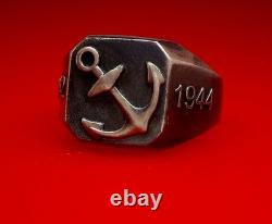 Original WW2 German 1944 Navy Kriegsmarine U-boat convoy Wolfpack Silver Ring