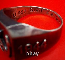 Original WW2 German 1944 Navy Kriegsmarine U-boat convoy Wolfpack Silver Ring
