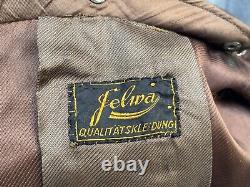Original WWII German Felwa Qualitatskleidung Brown Leather Coat Duster Jacket