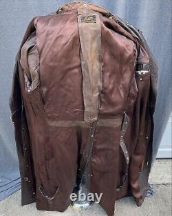 Original WWII German Felwa Qualitatskleidung Brown Leather Coat Duster Jacket