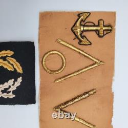 Original WWII German Kriegsmarine Gold Bullion Uniform Embroidery Sample Navy