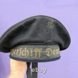Original WWII Kriegsmarine Sailor Cap German Navy Hat PANZERSCHIFF DEUTSCHLAND