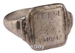 Original Ww 2 German Kriegsmarine U-124 Frog Conning Tower Emblem Ring / 1940-42
