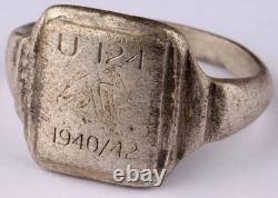 Original Ww 2 German Kriegsmarine U-124 Frog Conning Tower Emblem Ring / 1940-42