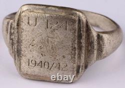Original Ww 2 German Kriegsmarine U-124 Frog Conning Tower Emblem Ring / 1940-42