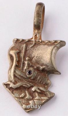 Original Ww 2 German Kriegsmarine U-199 Pendant With Onyx Gemstone Drgm Marked