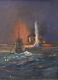 Original Ww2 Wwii Kriegsmarine German Navy U-boat Submarine Naval Art Painting