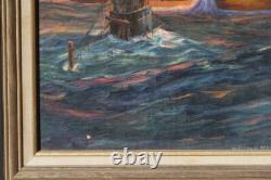 Original Ww2 Wwii Kriegsmarine German Navy U-boat Submarine Naval Art Painting
