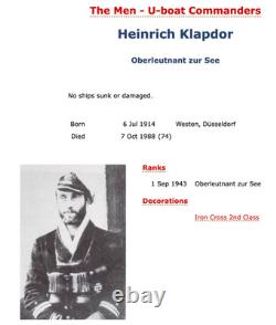 Post-WW2 German Kriegsmarine U-Boat Commander Birthday Plaque Heinrich Klapdor