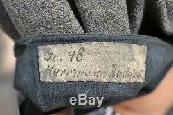 Real! German Wwii Kriegsmarine Leather Deck Coat Jacket Named Germany Navy Ww2