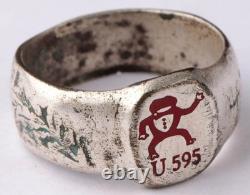 Ring U595 Frog in a tuxedo U-boat WW2 German naval submarine U-Boot Kriegsmarine