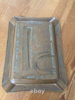 U-155 German WW1 Copper Piece Of U Boat Submarine Ash Tray Kriegsmarine