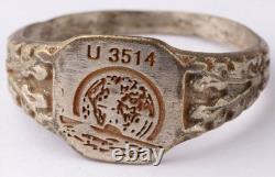 U 3514 U-boat Globe Map WW2 German ring naval submarine U-Boot Kriegsmarine Navy