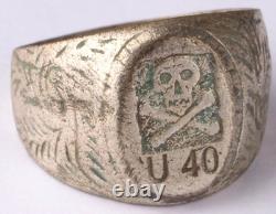 U 40 U-boat WW2 German ring naval submarine U-Boot Kriegsmarine Navy Skull Bones