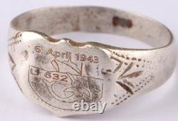 U-boat Kriegsmarine 6. April 1943 Swordfish attack ship U632 WW2 German ring nava