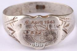 U-boat Kriegsmarine 6. April 1943 Swordfish attack ship U632 WW2 German ring nava