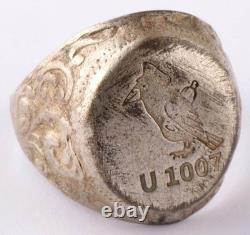 U1007 Raven captain in cap with spyglass or bottle WWII German submarine Ring