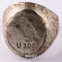 U1007 Raven captain in cap with spyglass or bottle WWII German submarine Ring