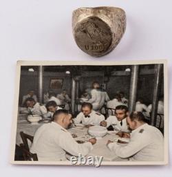 U1007 Raven captain in cap with spyglass or bottle WWII German submarine Ring