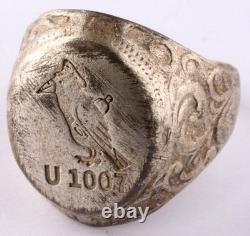 U1007 Raven captain in cap with spyglass or bottle WWII German submarine Ring