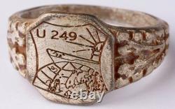U249 U-boat on globe WW2 German ring naval submarine U-Boot Kriegsmarine Navy WW