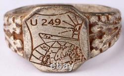 U249 U-boat on globe WW2 German ring naval submarine U-Boot Kriegsmarine Navy WW