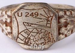 U249 U-boat on globe WW2 German ring naval submarine U-Boot Kriegsmarine Navy WW
