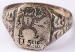 U595 Frog in a tuxedo U-boat WW2 German ring naval submarine U-Boot Kriegsmarine