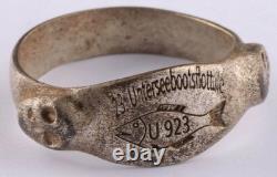 U923 U-boat WW2 German Navy ring naval submarine Fish Skull U-Boot Kriegsmarine