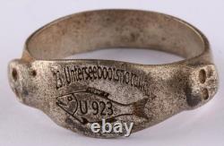 U923 U-boat WW2 German Navy ring naval submarine Fish Skull U-Boot Kriegsmarine