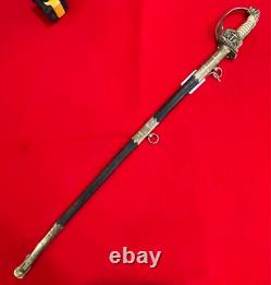 VERY RARE German WW2 Navy Kriegsmarine Officer's Sword Damascus Blade withScabbard