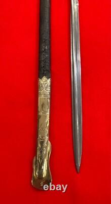 VERY RARE German WW2 Navy Kriegsmarine Officer's Sword Damascus Blade withScabbard