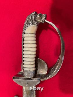 VERY RARE German WW2 Navy Kriegsmarine Officer's Sword Damascus Blade withScabbard