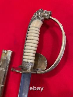VERY RARE German WW2 Navy Kriegsmarine Officer's Sword Damascus Blade withScabbard