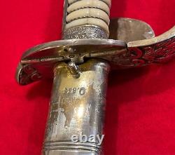 VERY RARE German WW2 Navy Kriegsmarine Officer's Sword Damascus Blade withScabbard
