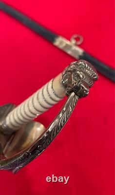 VERY RARE German WW2 Navy Kriegsmarine Officer's Sword Damascus Blade withScabbard