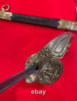 VERY RARE German WW2 Navy Kriegsmarine Officer's Sword Damascus Blade withScabbard