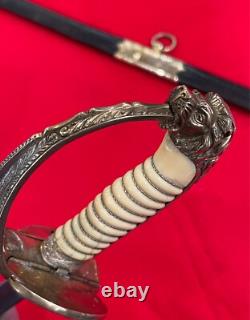 VERY RARE German WW2 Navy Kriegsmarine Officer's Sword Damascus Blade withScabbard