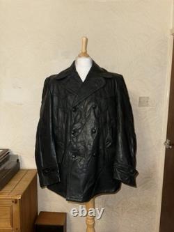 Vintage 1940s German Kriegsmarine Leather U-Boat Jacket Mens XL WW2 Submarine