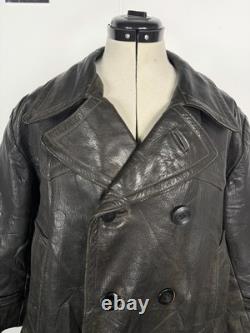 Vintage German Kriegsmarine Leather U-Boat Jacket Mens L/XL 1940s WW2 Submarine