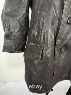 Vintage German Kriegsmarine Leather U-Boat Jacket Mens L/XL 1940s WW2 Submarine