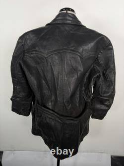 Vintage German Kriegsmarine Leather U-Boat Jacket Mens L/XL 1940s WW2 Submarine