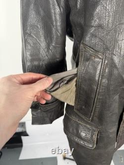 Vintage German Kriegsmarine Leather U-Boat Jacket Mens L/XL 1940s WW2 Submarine