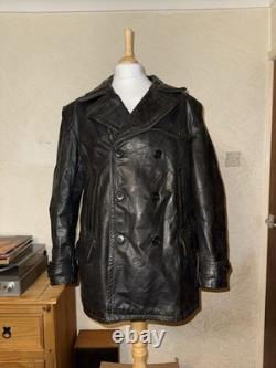 Vintage German Kriegsmarine Leather U-Boat Jacket Mens XL 1940s WW2 Submarine