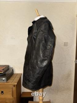 Vintage German Kriegsmarine Leather U-Boat Jacket Mens XL 1940s WW2 Submarine