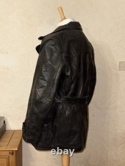 Vintage German Kriegsmarine Leather U-Boat Jacket Mens XL 1940s WW2 Submarine