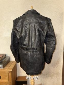 Vintage German Kriegsmarine Leather U-Boat Jacket Mens XL 1940s WW2 Submarine