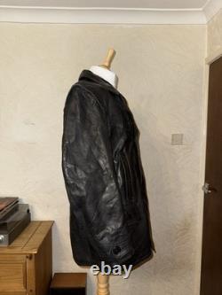 Vintage German Kriegsmarine Leather U-Boat Jacket Mens XL 1940s WW2 Submarine