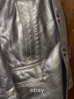 Vintage German Kriegsmarine Leather U-Boat Jacket Mens XL 1940s WW2 Submarine