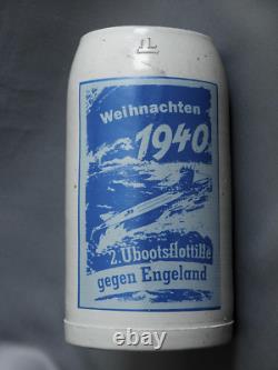 Vintage German WWII Kriegsmarine Beer Stein 2 U-Boat Flotilla Christmas 1940